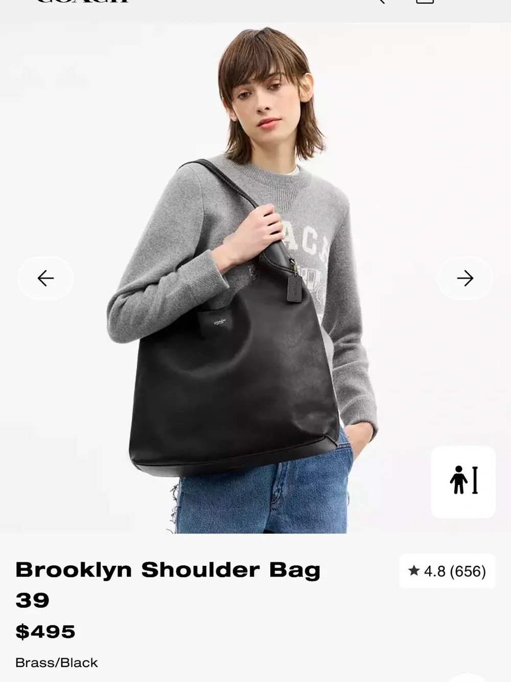 COACH Black Leather Shoulder Bag Brooklyn 39